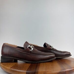 Mens Fatto a Mano by Carlos Falchi Horsebit‎ Brown Loafers Shoes Size UK 6.5 M